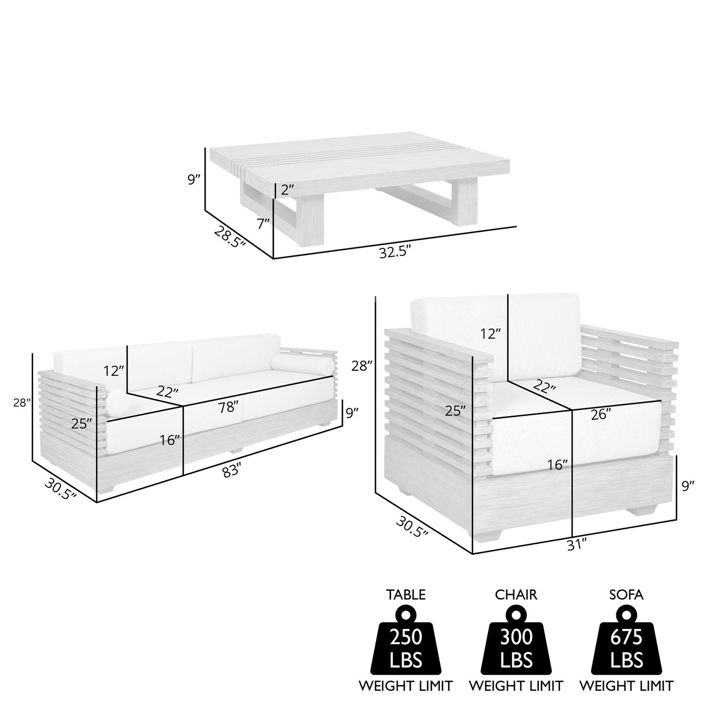 Vivid Outdoor Patio 4 Piece Conversation Set in Light Eucalyptus Wood with Taupe Olefin Cushions