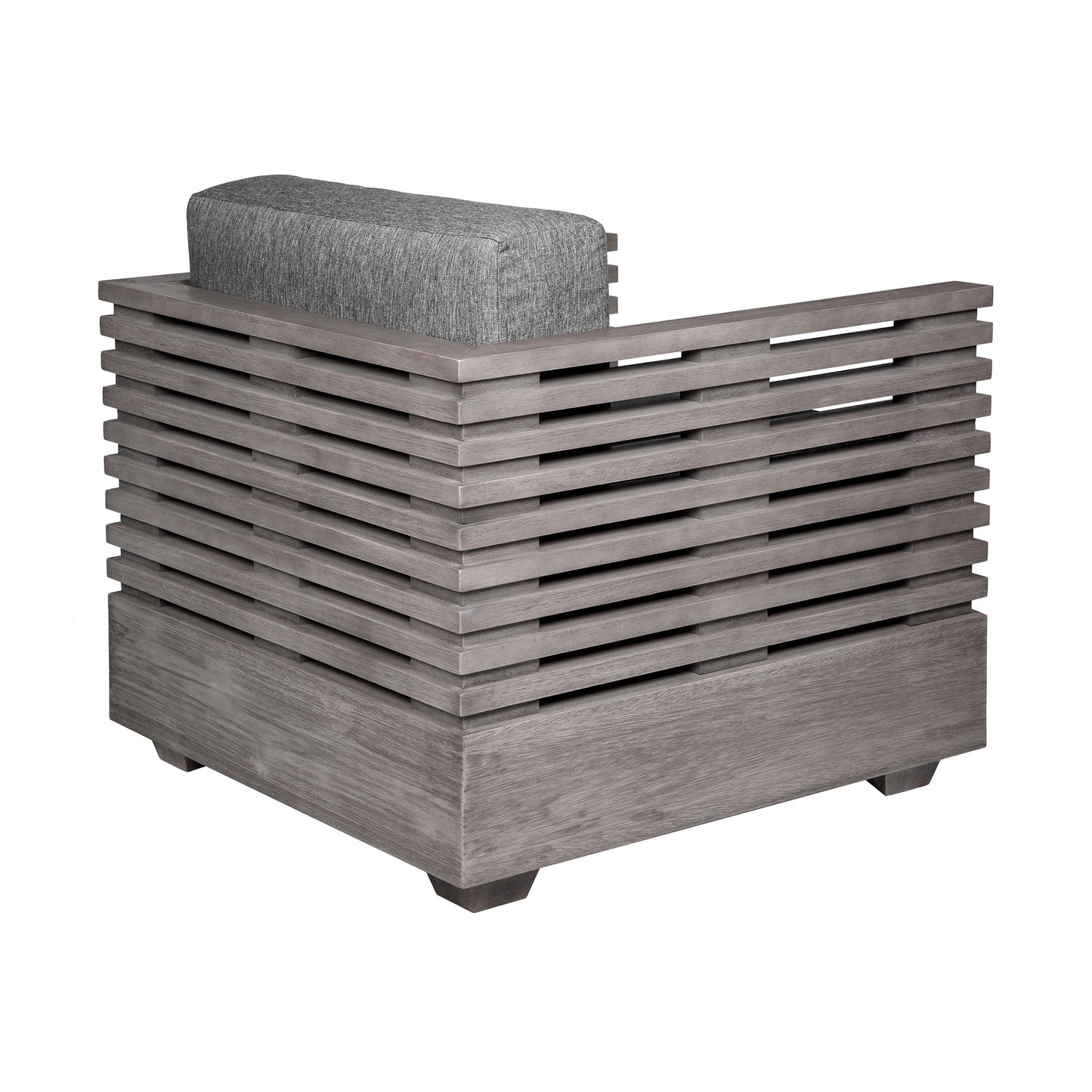 Vivid Outdoor Patio 4 Piece Conversation Set in Gray Eucalyptus Wood with Gray Olefin Cushions