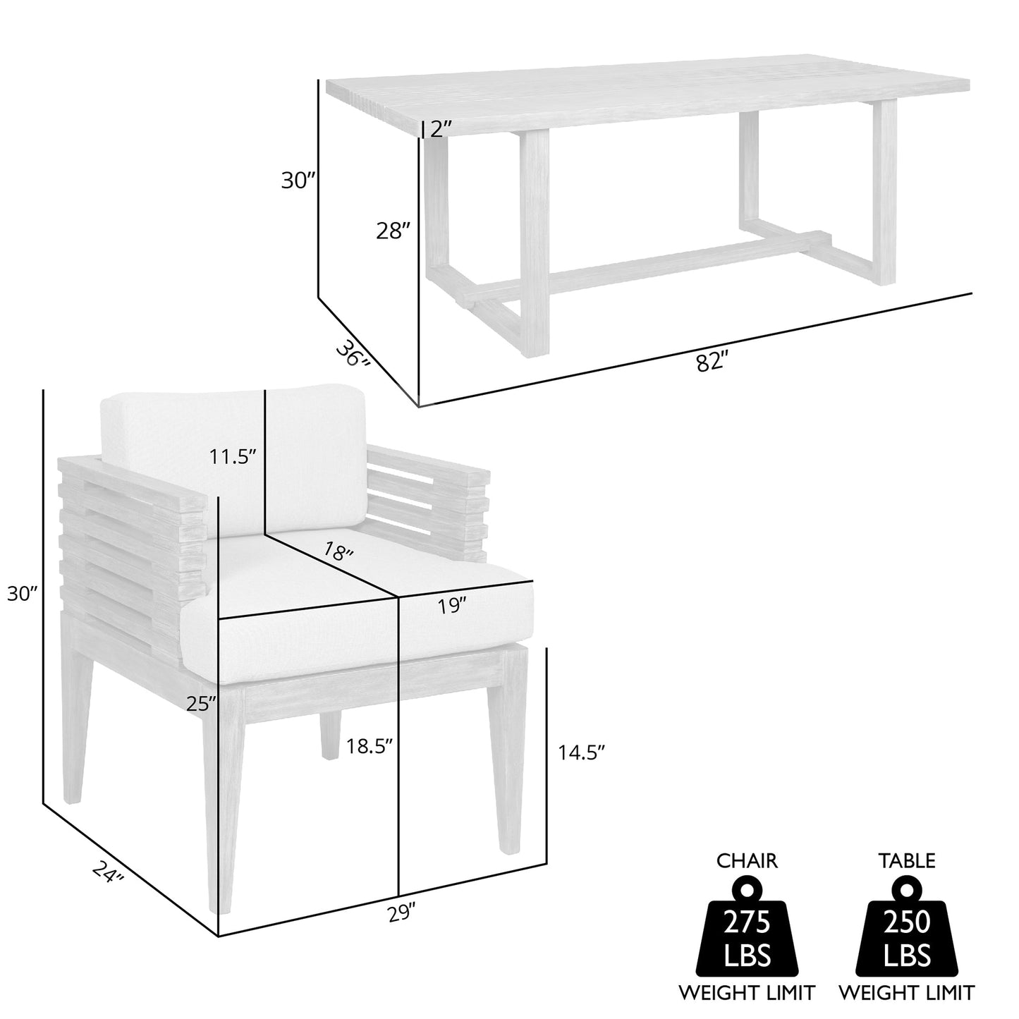 Vivid Outdoor Patio 5 Piece Dining Set in Light Eucalyptus Wood with Taupe Olefin Cushions