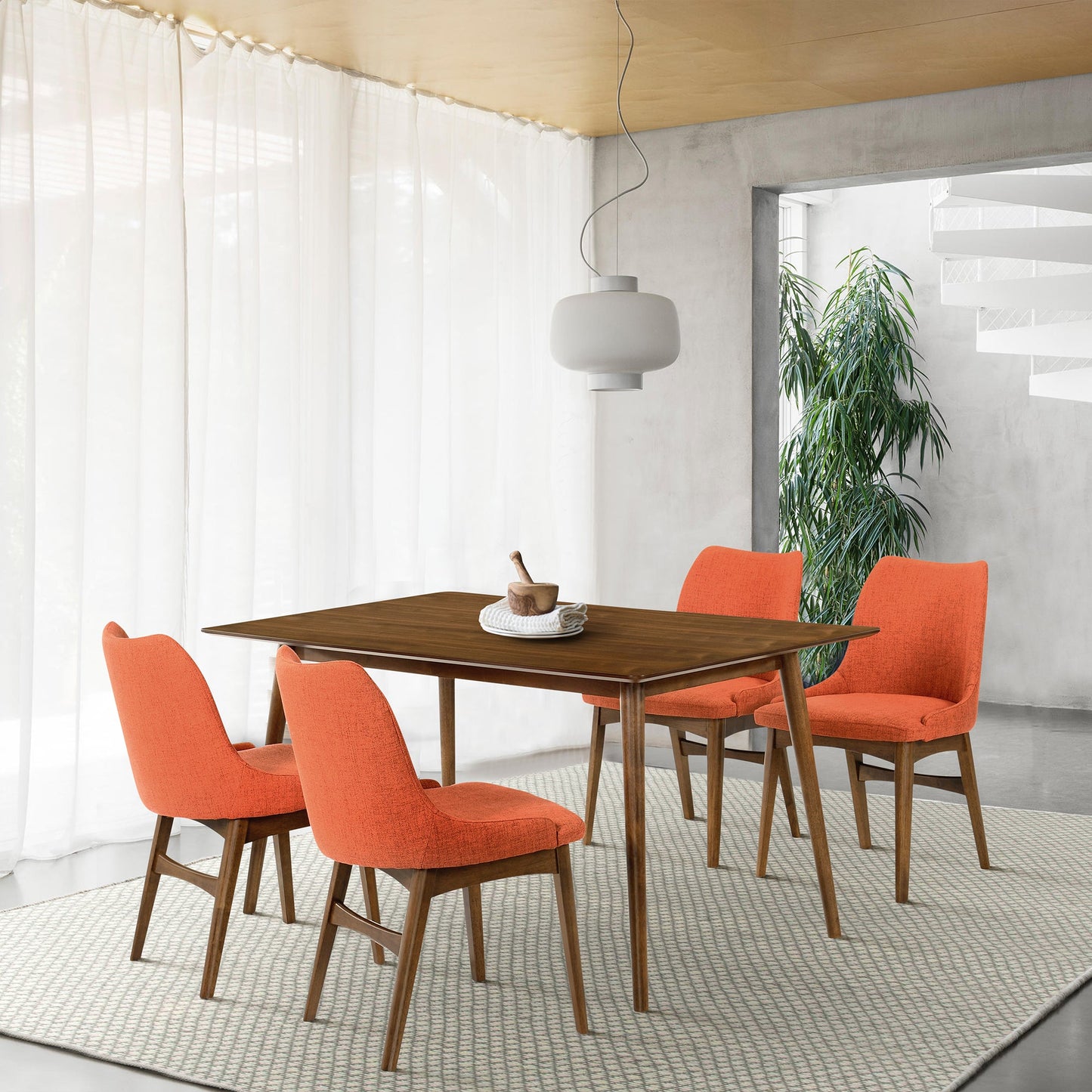 Westmont and Azalea Orange and Walnut 5 Piece Dining Set