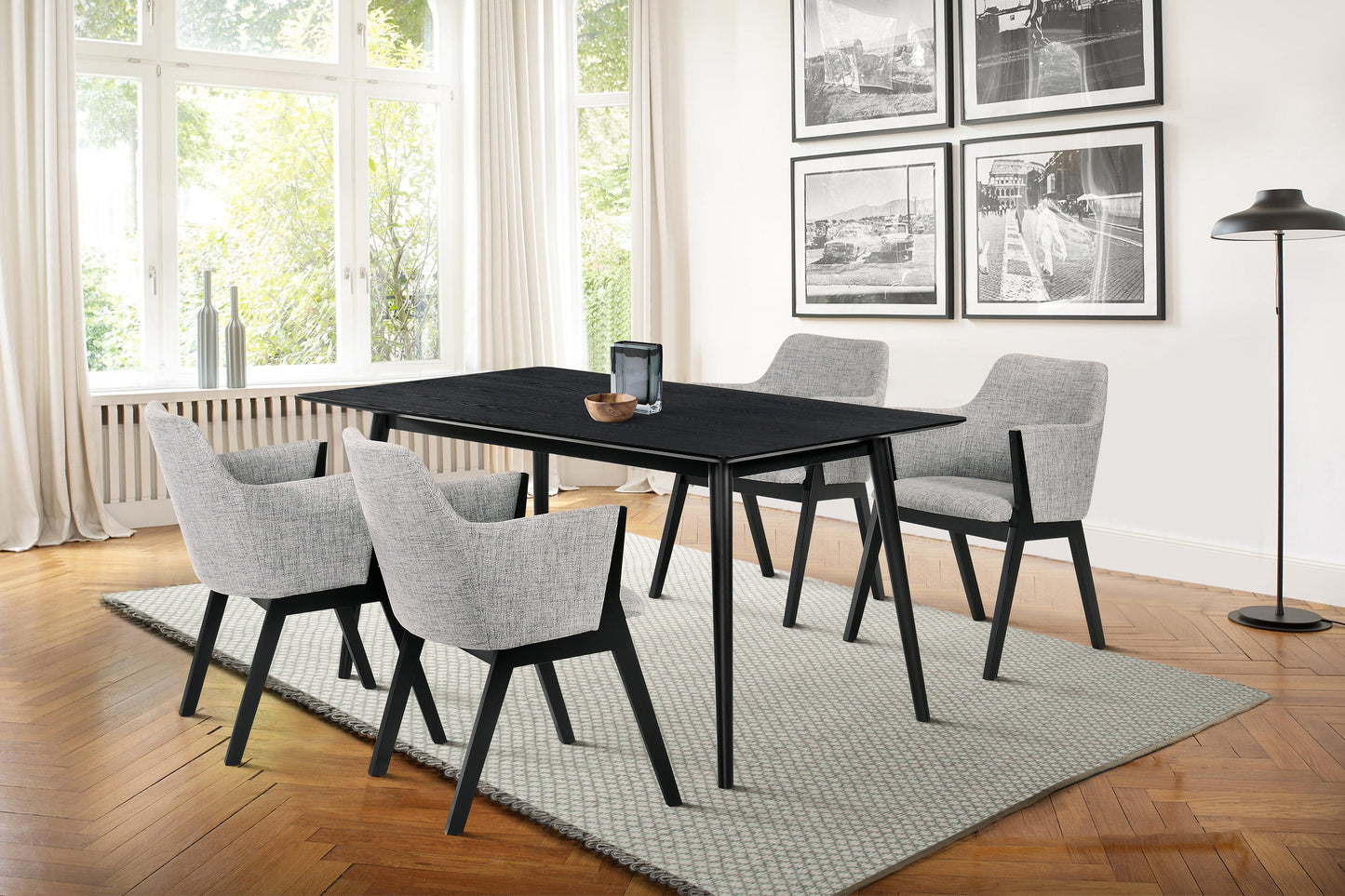 Westmont and Renzo Gray and Black 5 Piece Dining Set