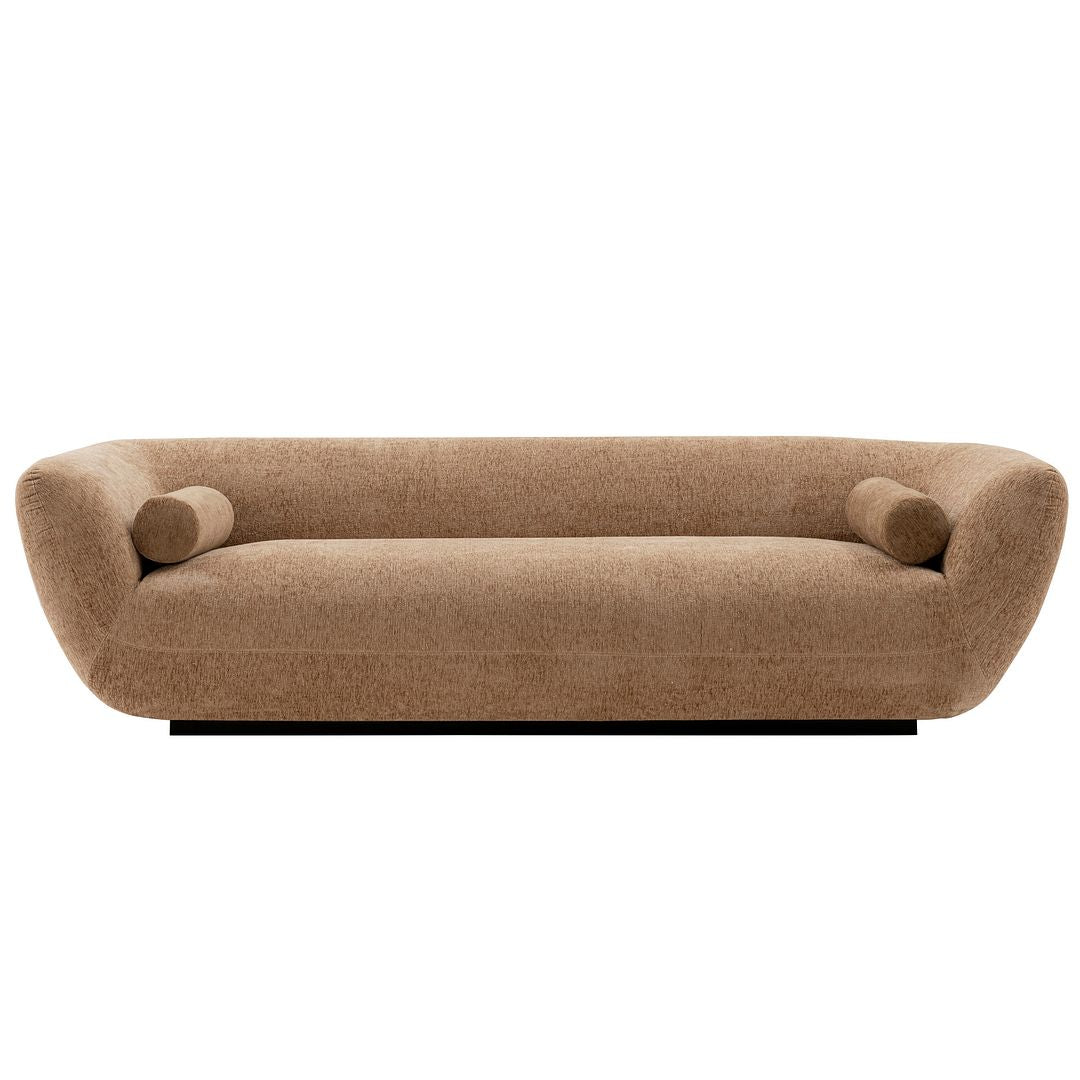 Manhattan Comfort Contemporary Ulka Boucle Sofa with Pillows in Light Brown