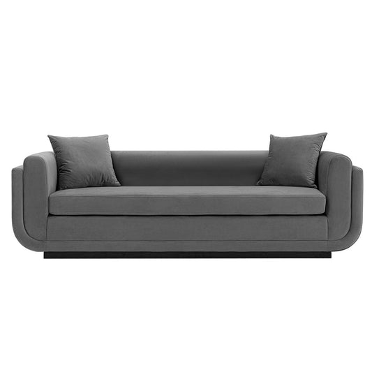 Manhattan Comfort Contemporary Edmonda Velvet Sofa with Pillows in Dark Grey