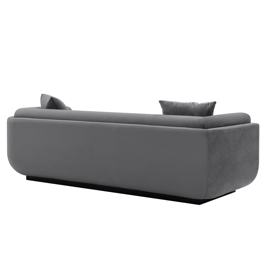 Manhattan Comfort Contemporary Edmonda Velvet Sofa with Pillows in Dark Grey