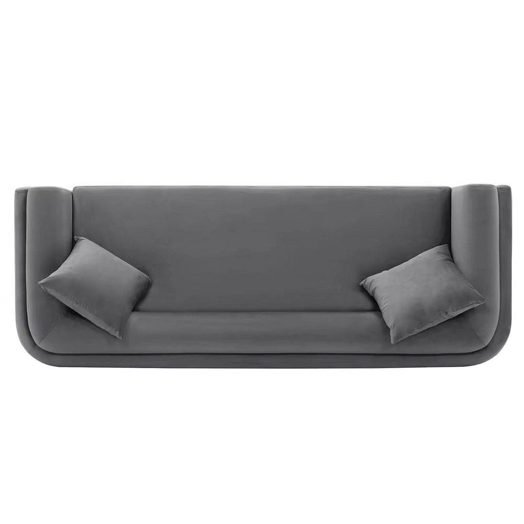 Manhattan Comfort Contemporary Edmonda Velvet Sofa with Pillows in Dark Grey