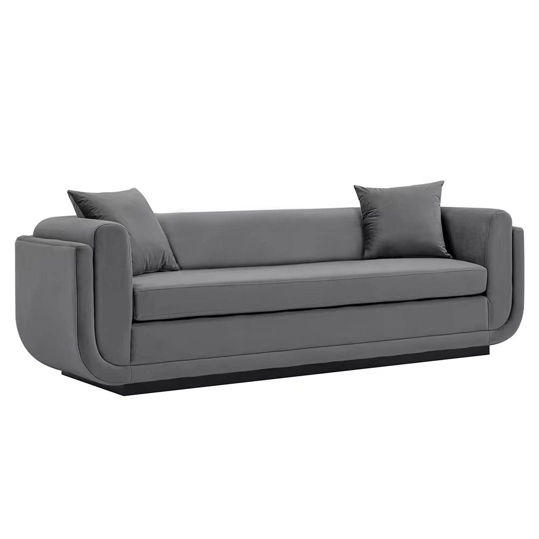 Manhattan Comfort Contemporary Edmonda Velvet Sofa with Pillows in Dark Grey