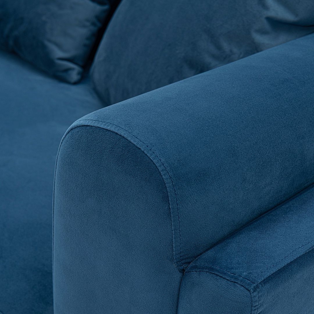 Manhattan Comfort Contemporary Edmonda Velvet Sofa with Pillows in Sapphire Blue