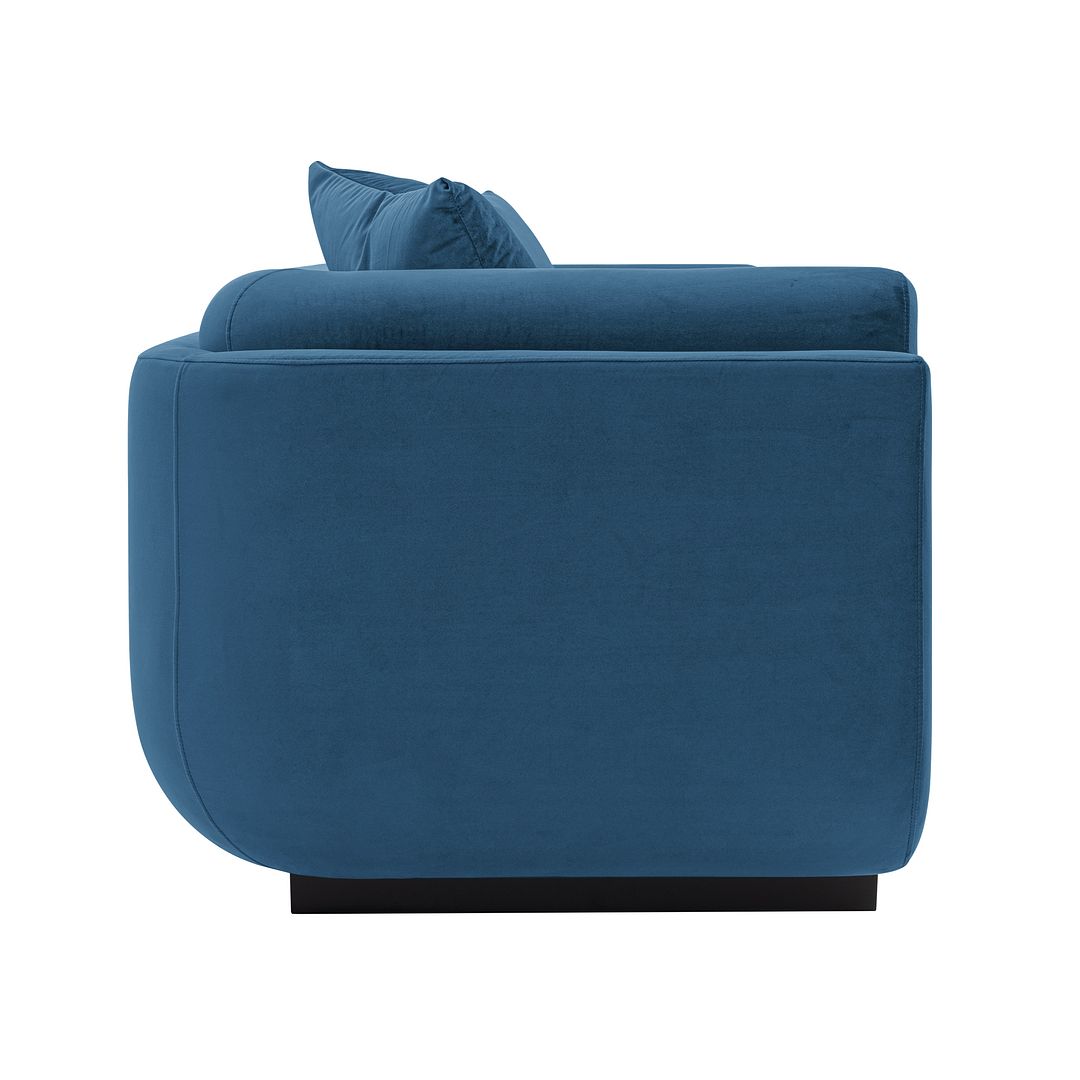 Manhattan Comfort Contemporary Edmonda Velvet Sofa with Pillows in Sapphire Blue