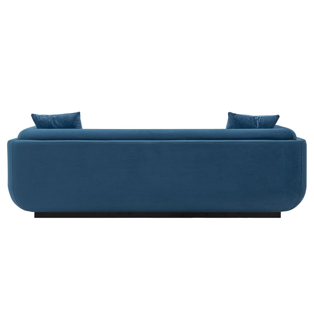 Manhattan Comfort Contemporary Edmonda Velvet Sofa with Pillows in Sapphire Blue