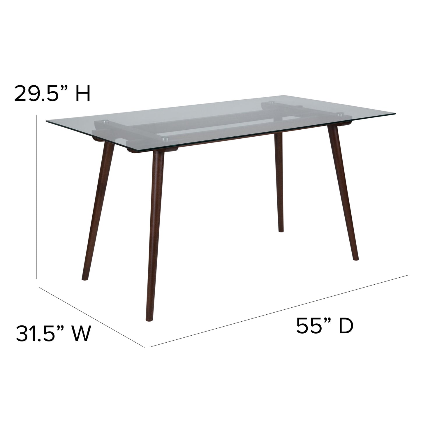 31.5x55 Walnut/Glass Table SK-17GC-034-W-GG