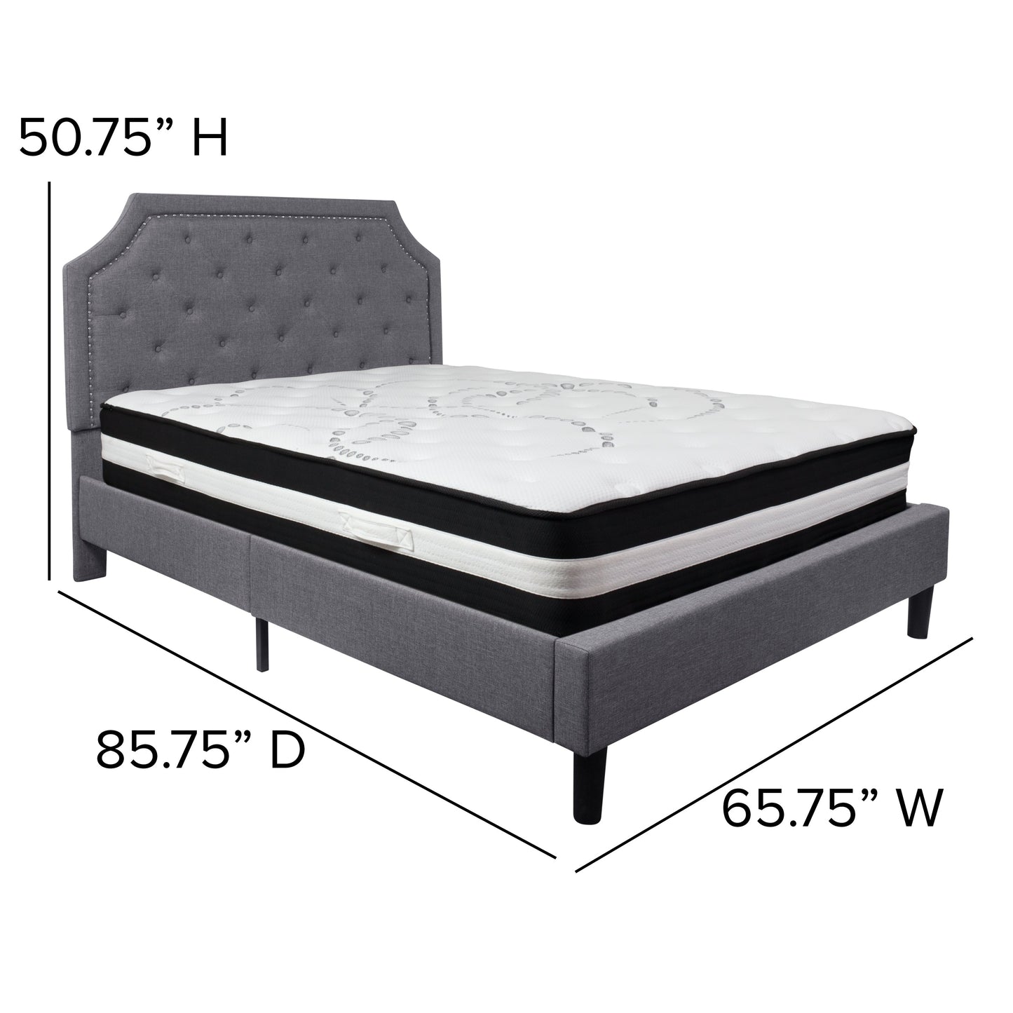 Queen Platform Bed Set-Gray SL-BM-11-GG