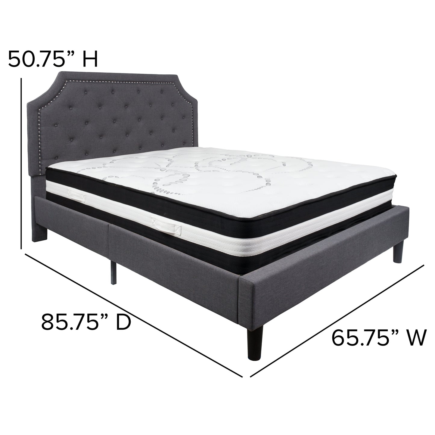 Queen Platform Bed Set-Gray SL-BM-15-GG