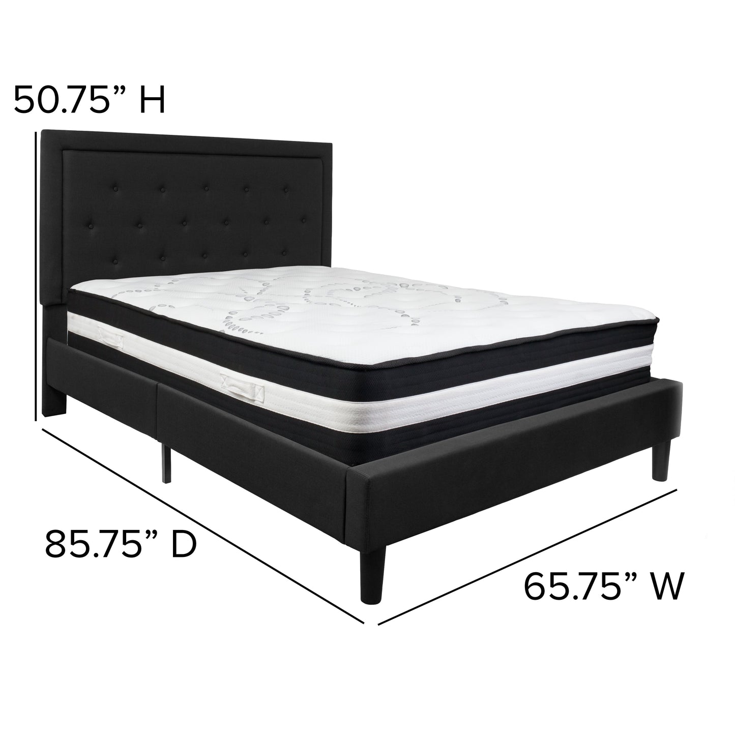 Queen Platform Bed Set-Black SL-BM-23-GG