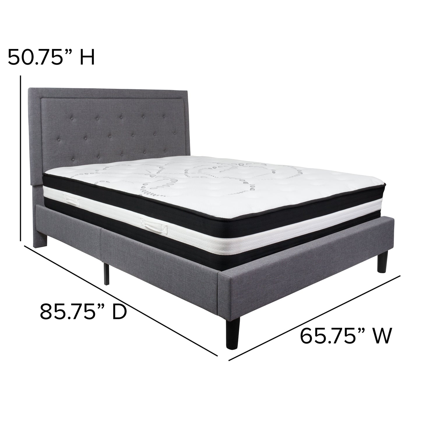 Queen Platform Bed Set-Gray SL-BM-27-GG