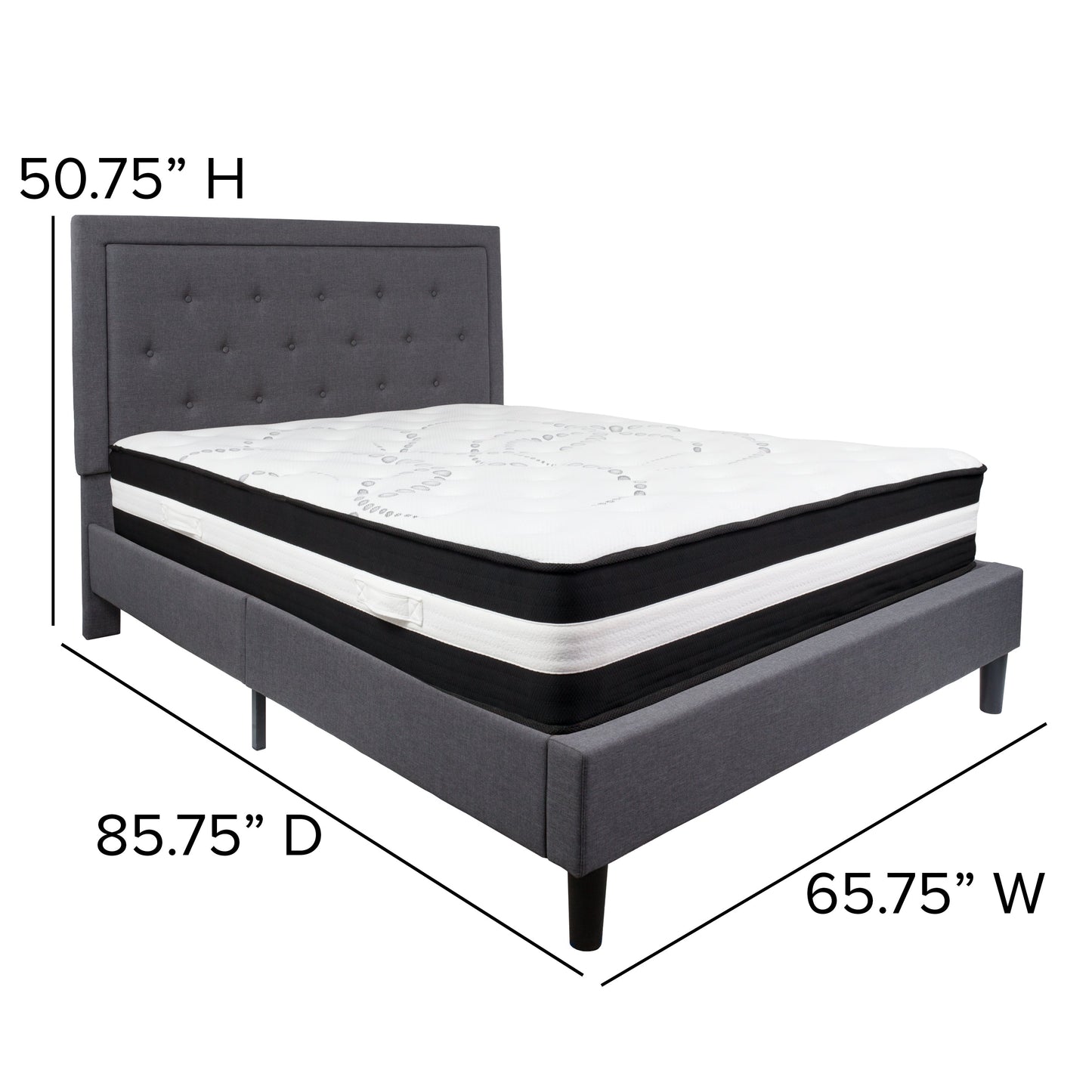 Queen Platform Bed Set-Gray SL-BM-31-GG