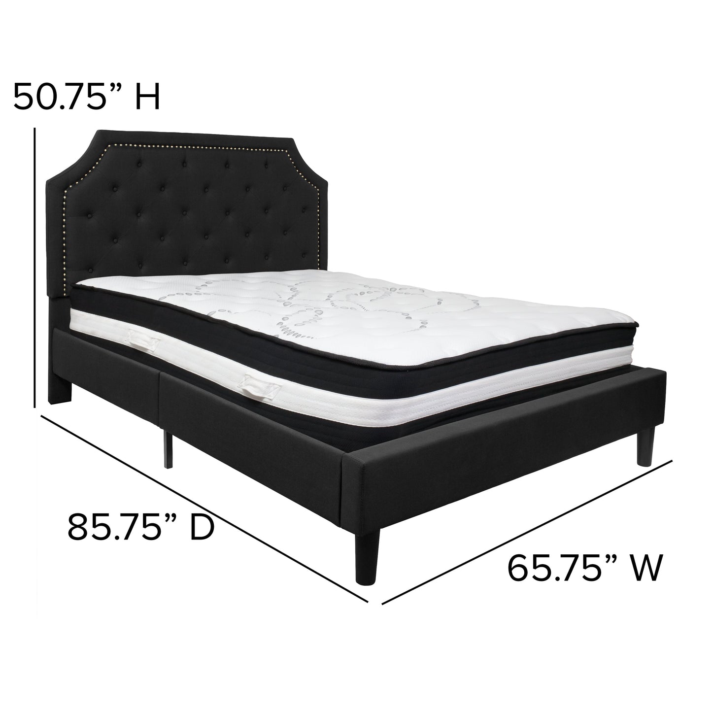 Queen Platform Bed Set-Black SL-BM-7-GG