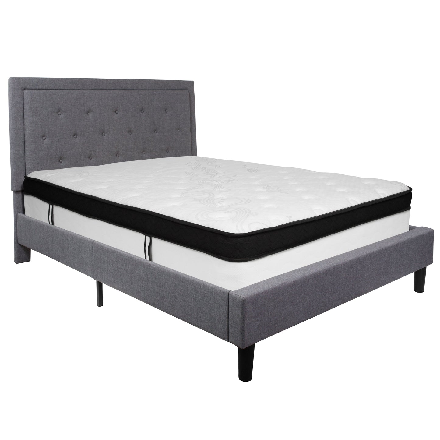 Queen Platform Bed Set-Gray SL-BMF-27-GG