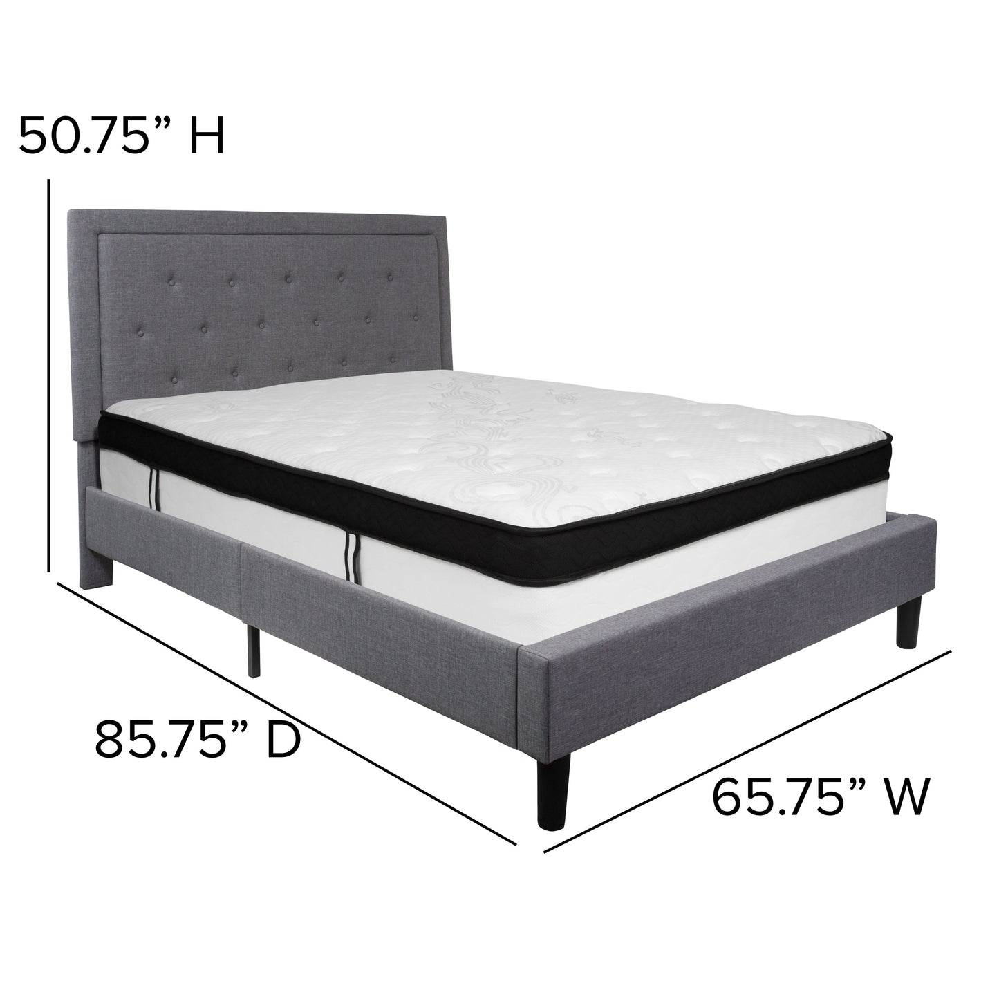 Queen Platform Bed Set-Gray SL-BMF-27-GG