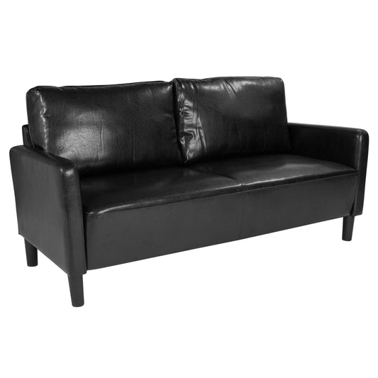 Black Leather Sofa SL-SF918-3-BLK-GG