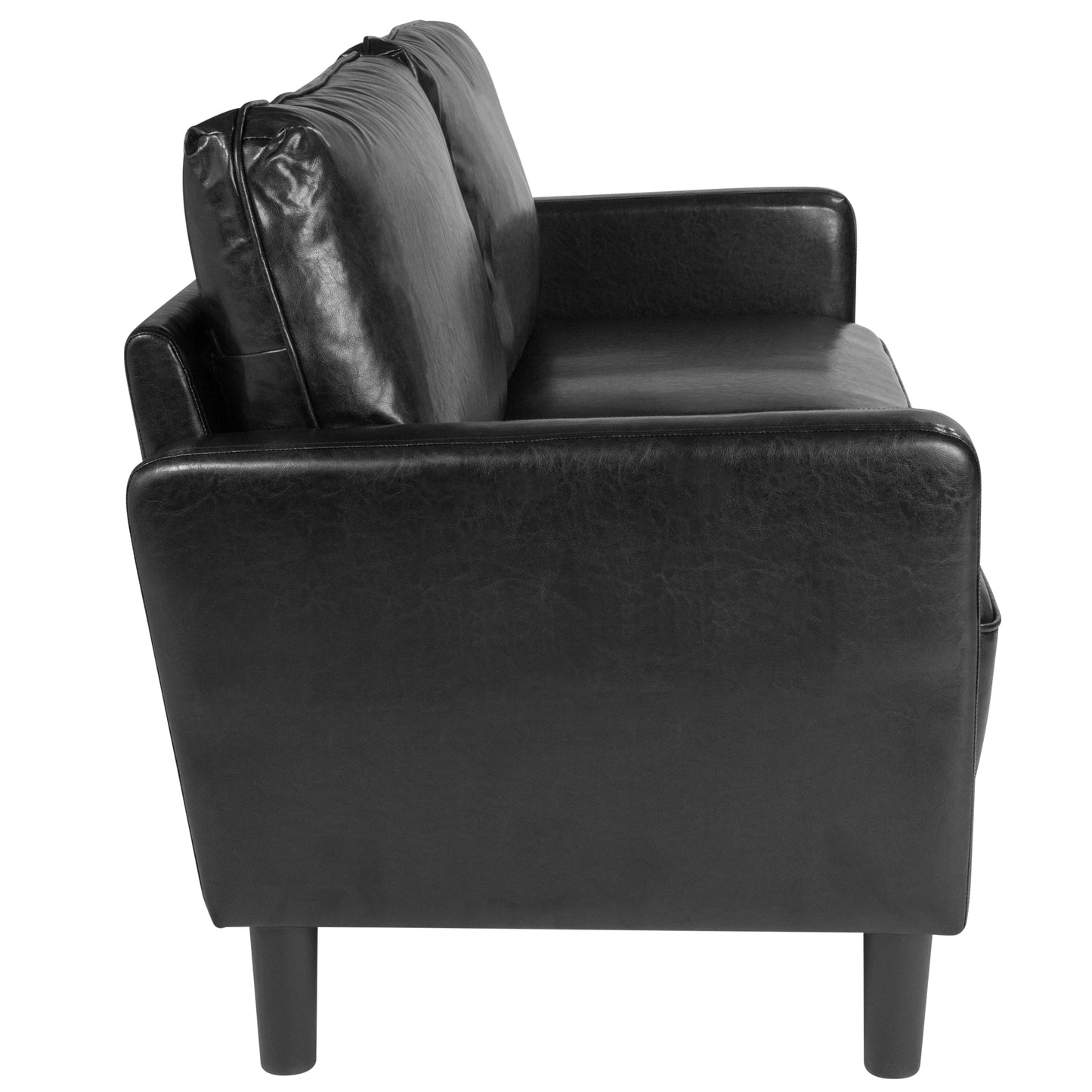 Black Leather Sofa SL-SF918-3-BLK-GG