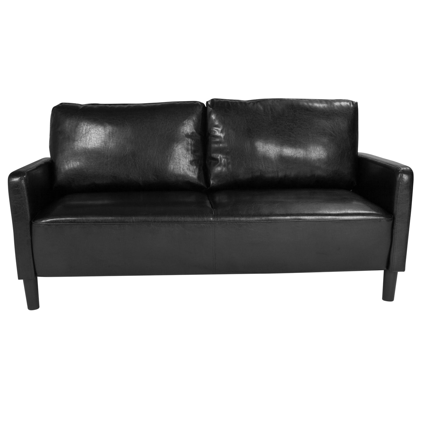 Black Leather Sofa SL-SF918-3-BLK-GG