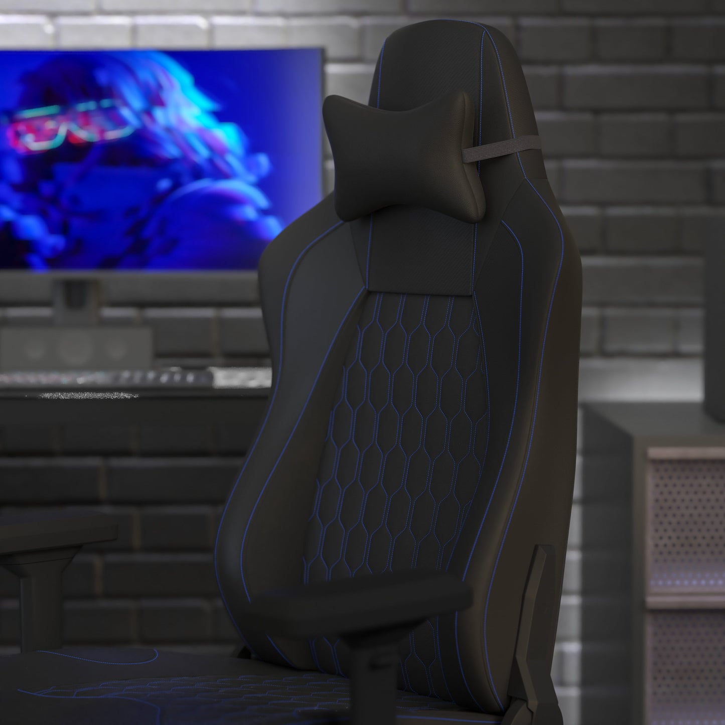 Black/Blue 4D Arms Game Chair SY-088-BL-GG