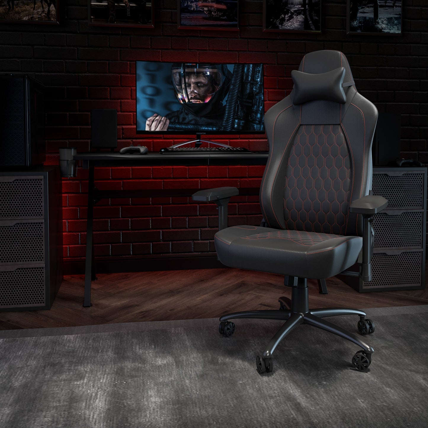 Black/Red 4D Arms Game Chair SY-088-RD-GG