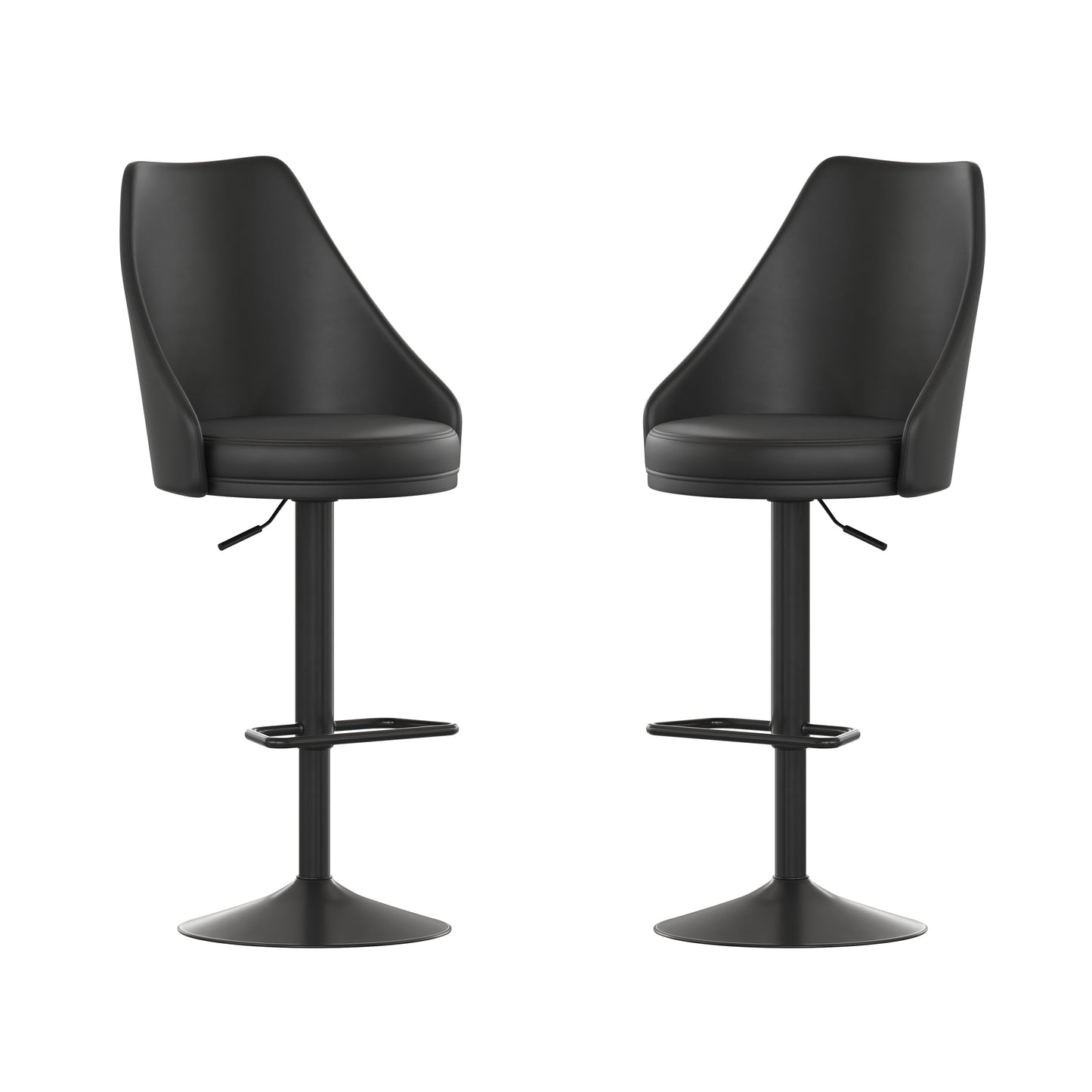 2PK Black Leather Bar Stools SY-802-BK-GG