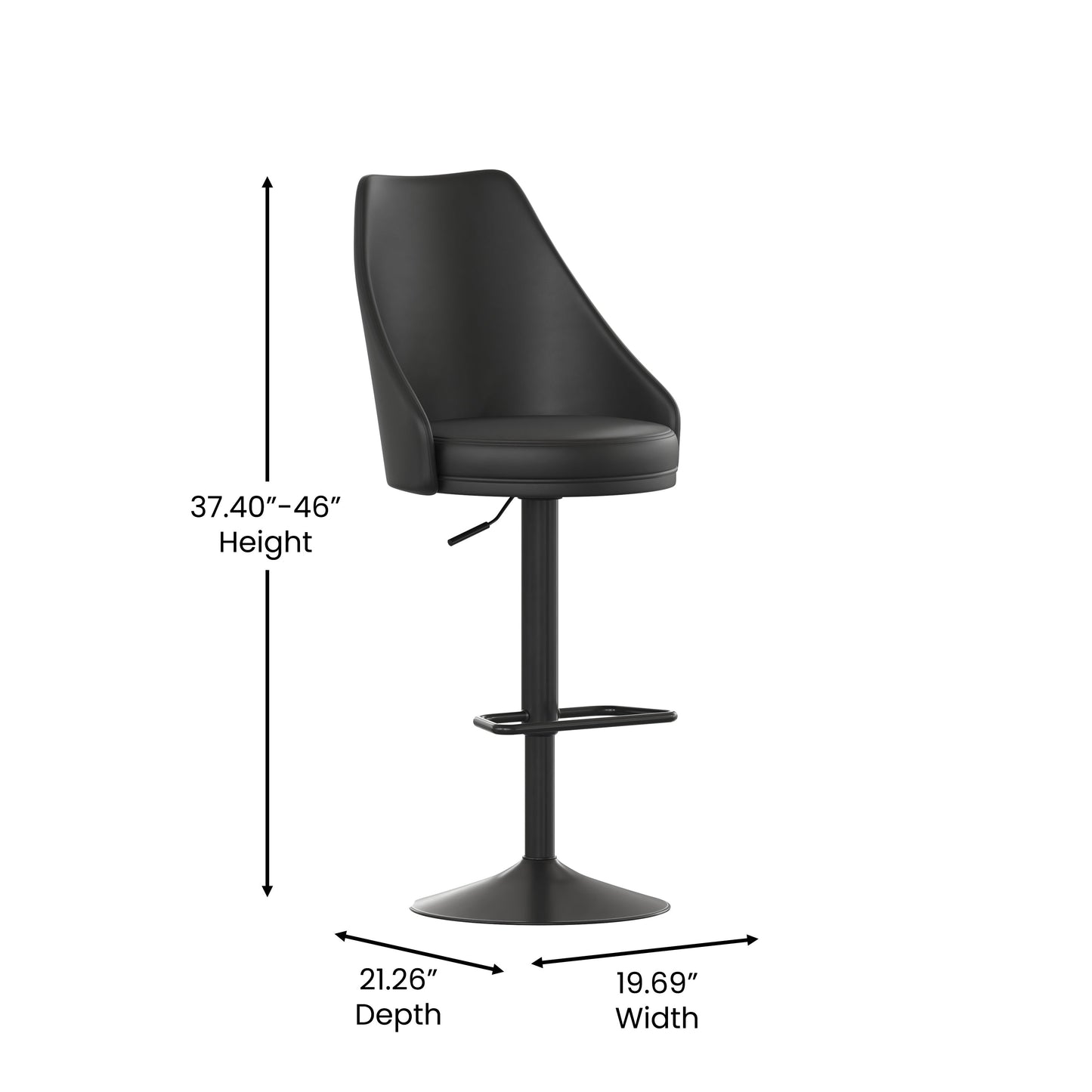 2PK Black Leather Bar Stools SY-802-BK-GG