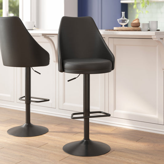 2PK Black Leather Bar Stools SY-802-BK-GG