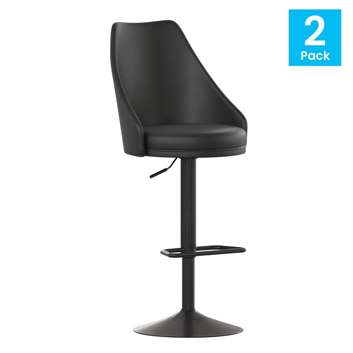 2PK Black Leather Bar Stools SY-802-BK-GG