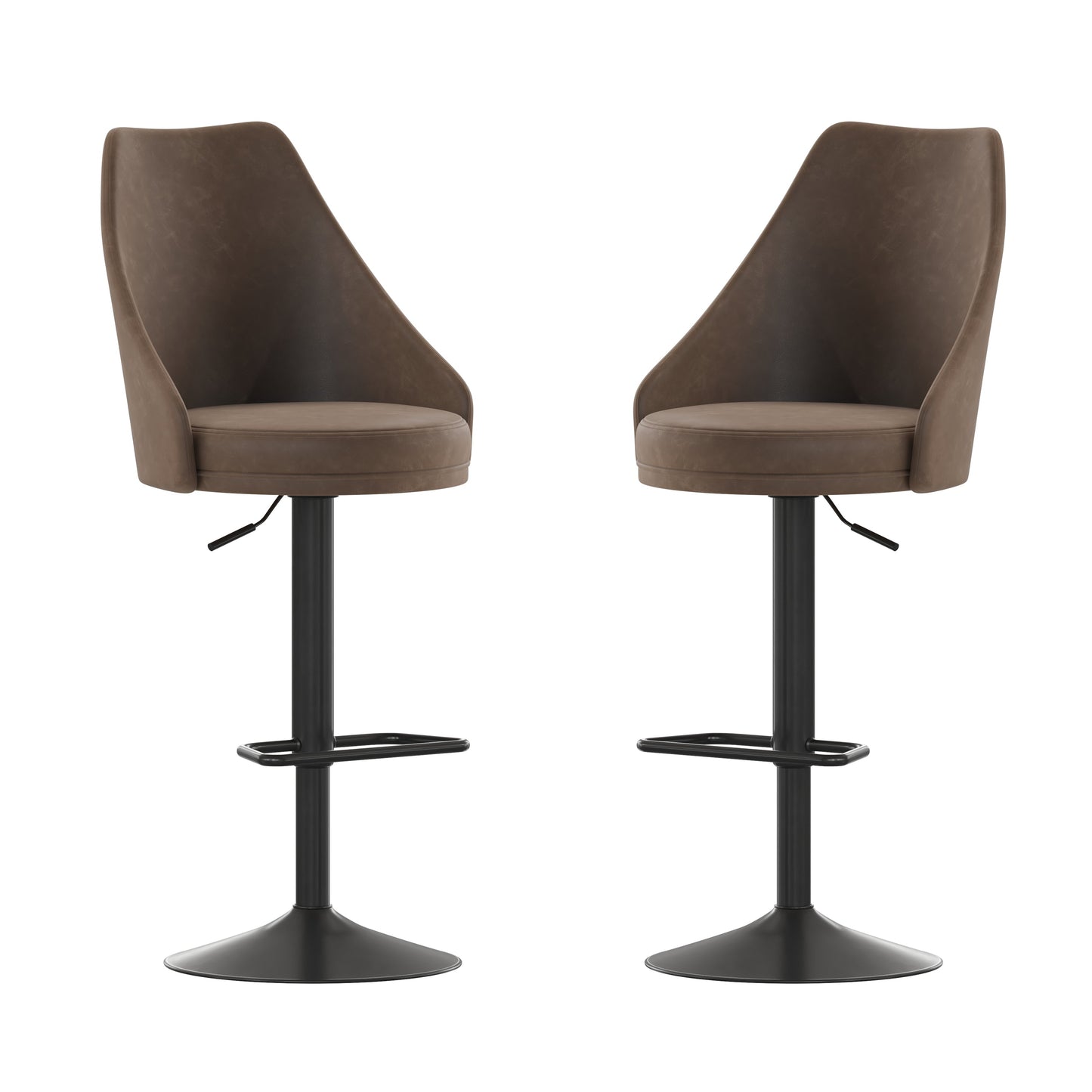 2PK Brown Leather Bar Stools SY-802-BR-GG