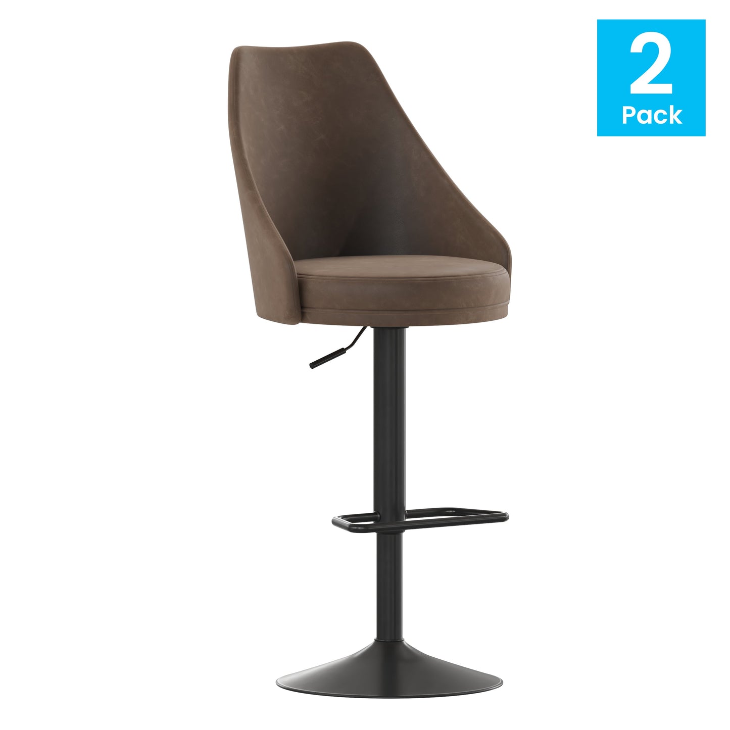 2PK Brown Leather Bar Stools SY-802-BR-GG