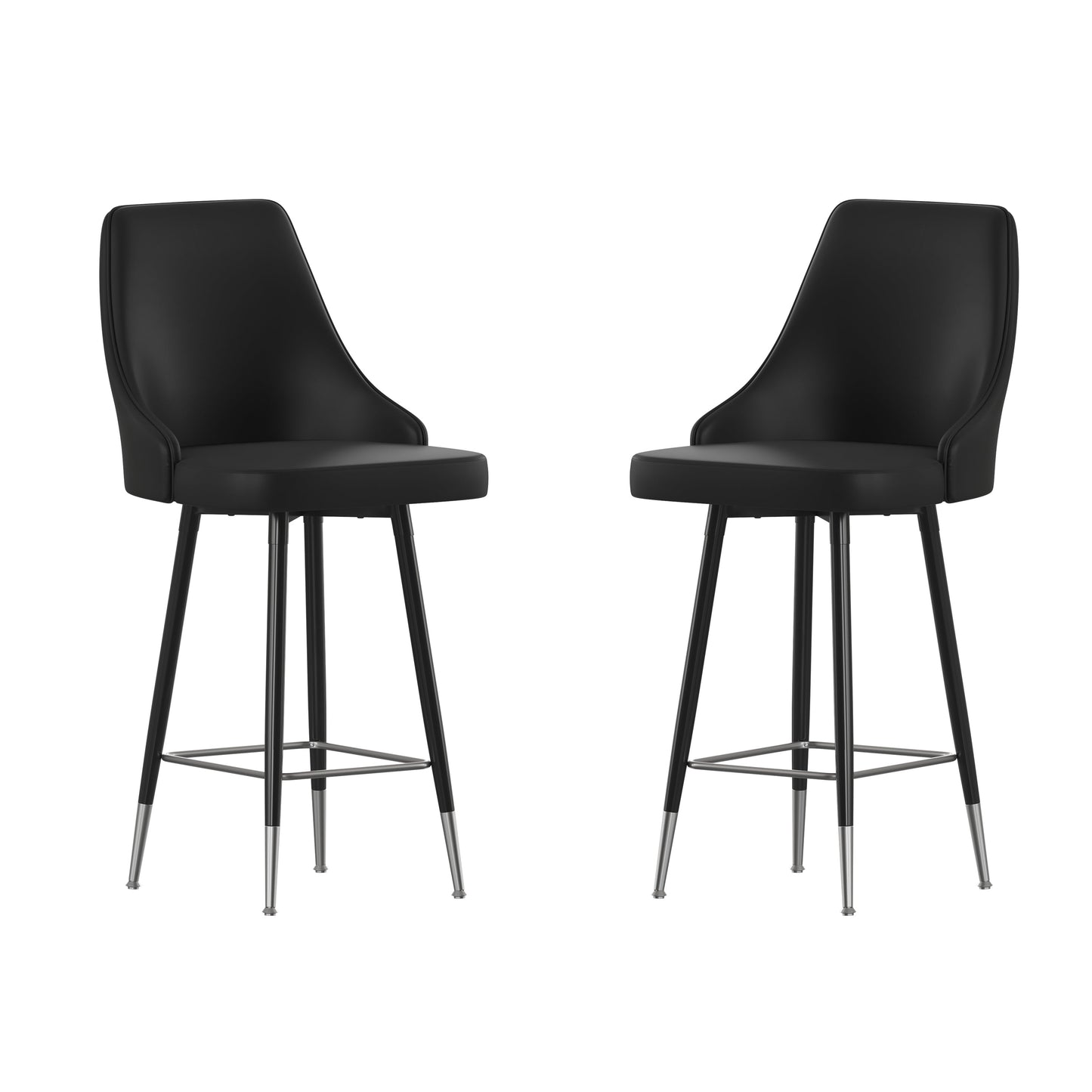 2PK BK Leather Counter Stools SY-807-26-BK-GG