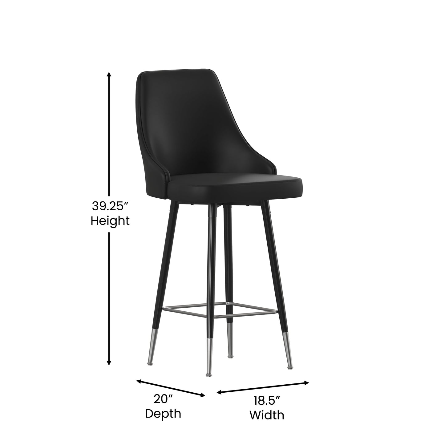 2PK BK Leather Counter Stools SY-807-26-BK-GG