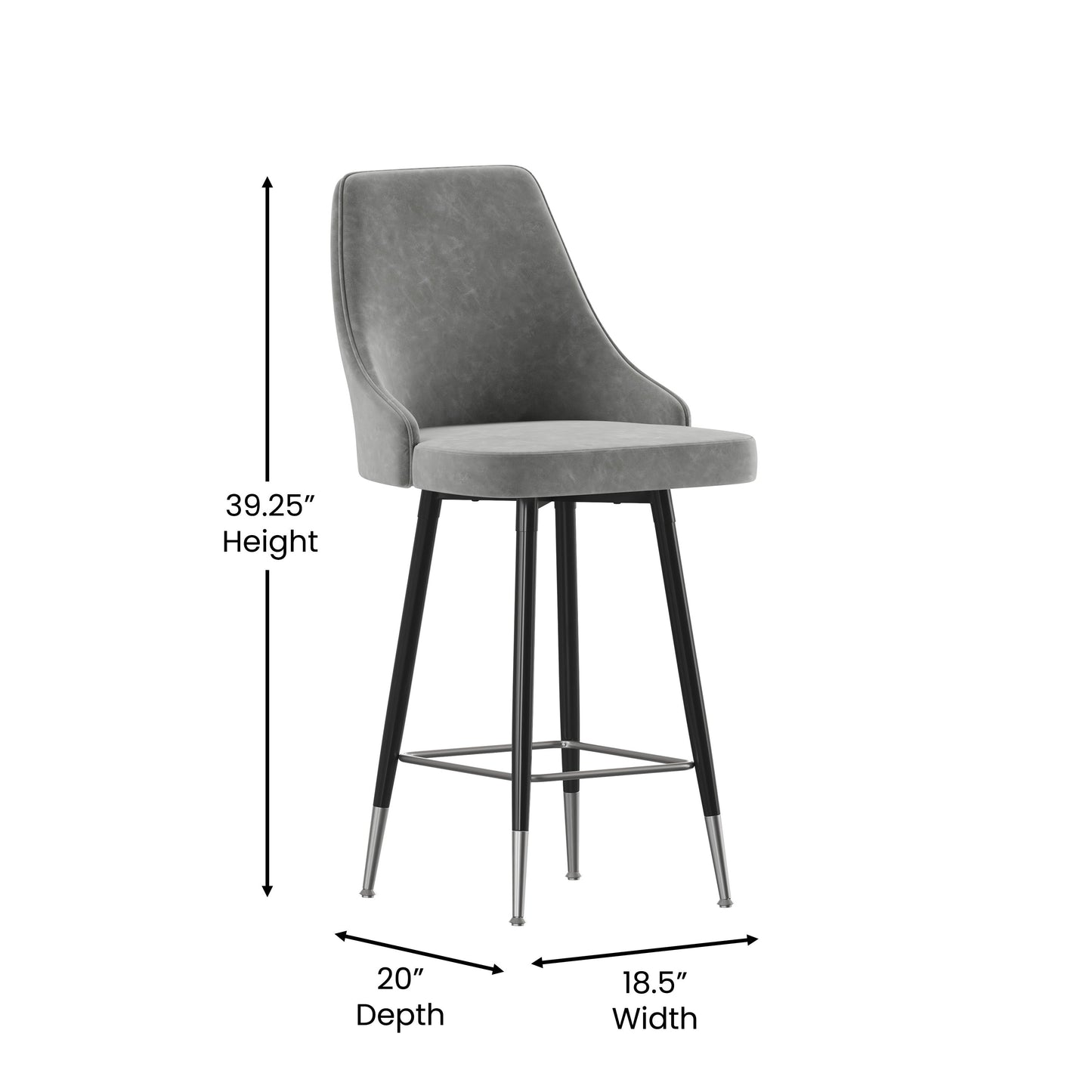 2PK GY Leather Counter Stools SY-807-26-GY-GG