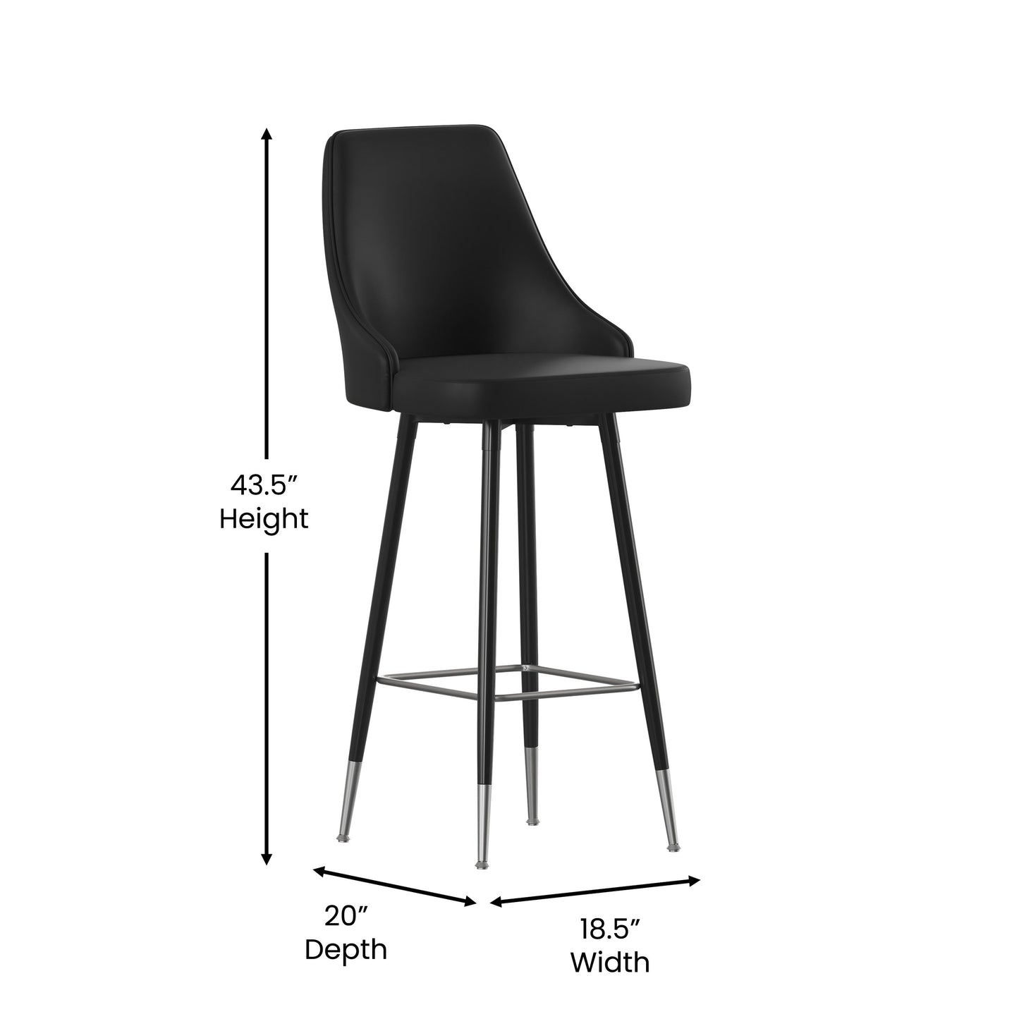 2PK Black Leather Bar Stools SY-807-30-BK-GG