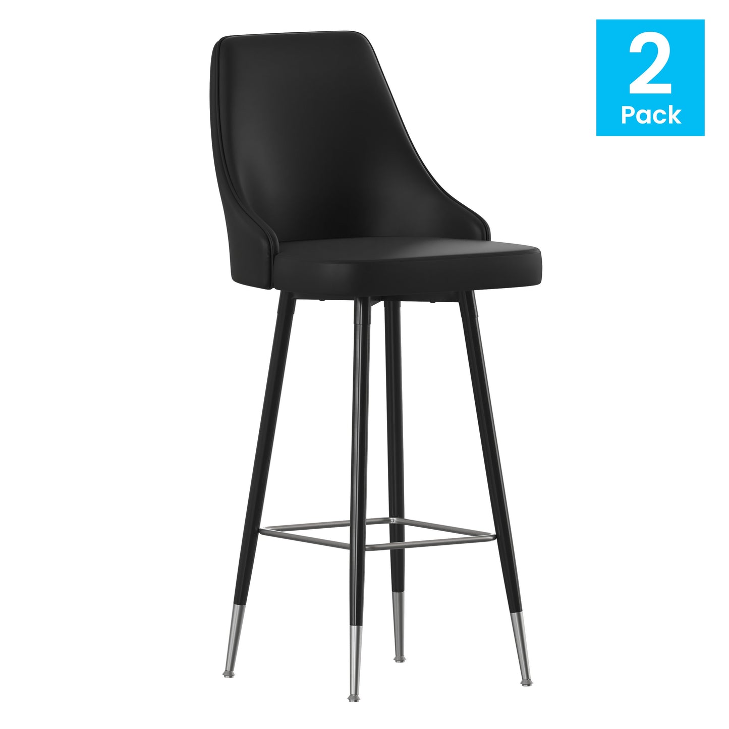 2PK Black Leather Bar Stools SY-807-30-BK-GG