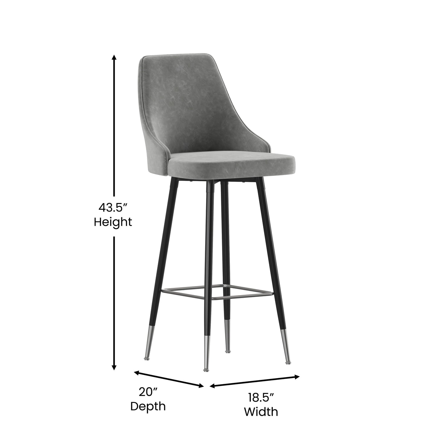 2PK Gray Leather Bar Stools SY-807-30-GY-GG