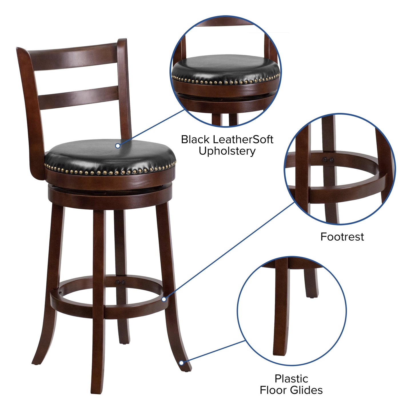 30" Cappuccino Wood Barstool TA-16029-CA-GG