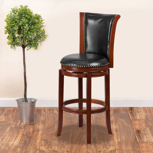 30" Dark Chestnut Wood Stool TA-220130-DC-GG