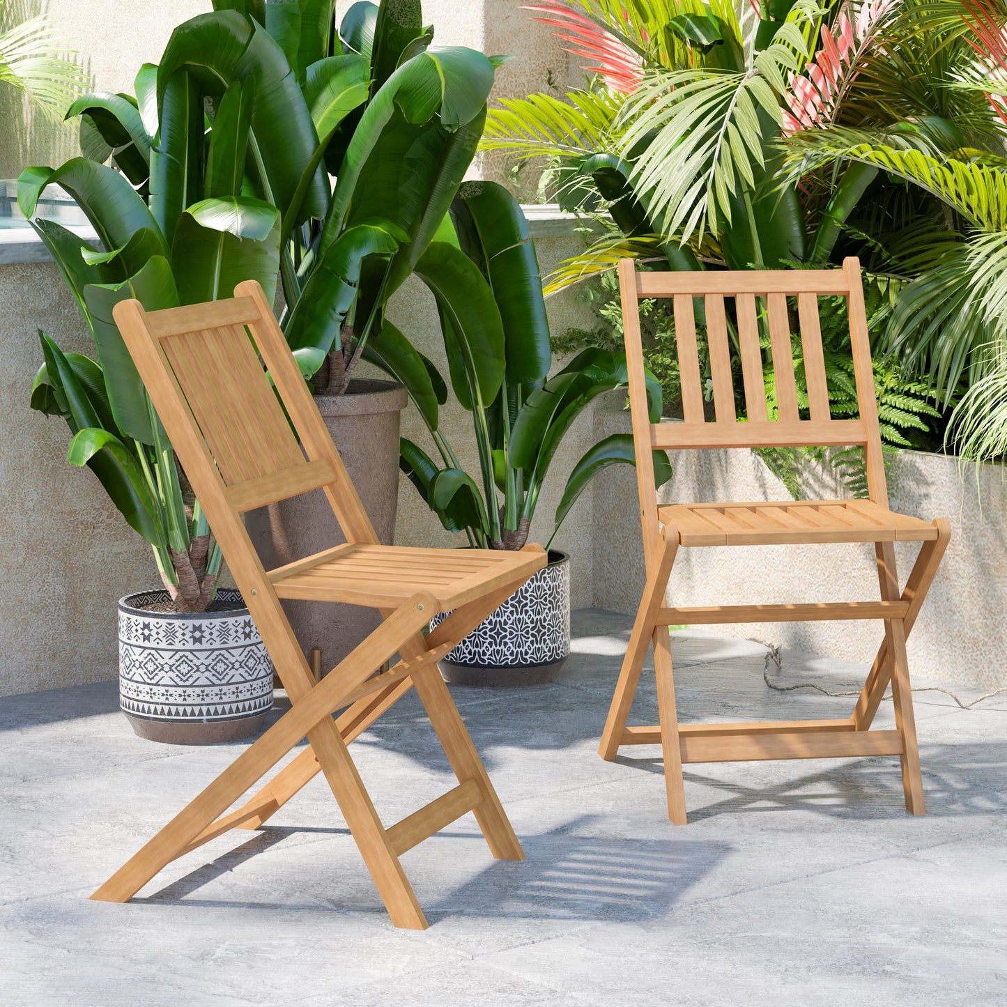 2PK Natural Acacia Wood Chairs THB-C1244-NAT-GG