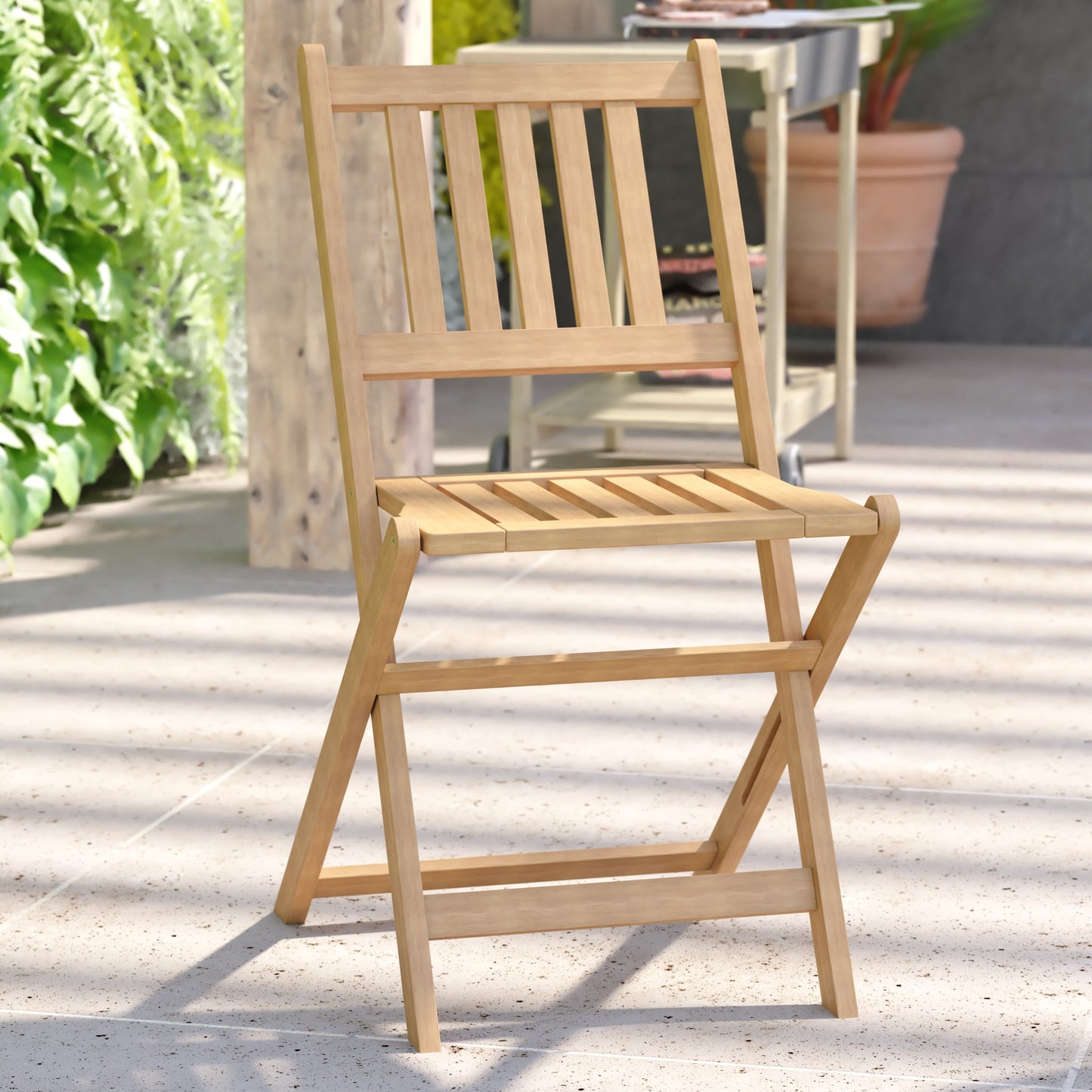 2PK Natural Acacia Wood Chairs THB-C1244-NAT-GG