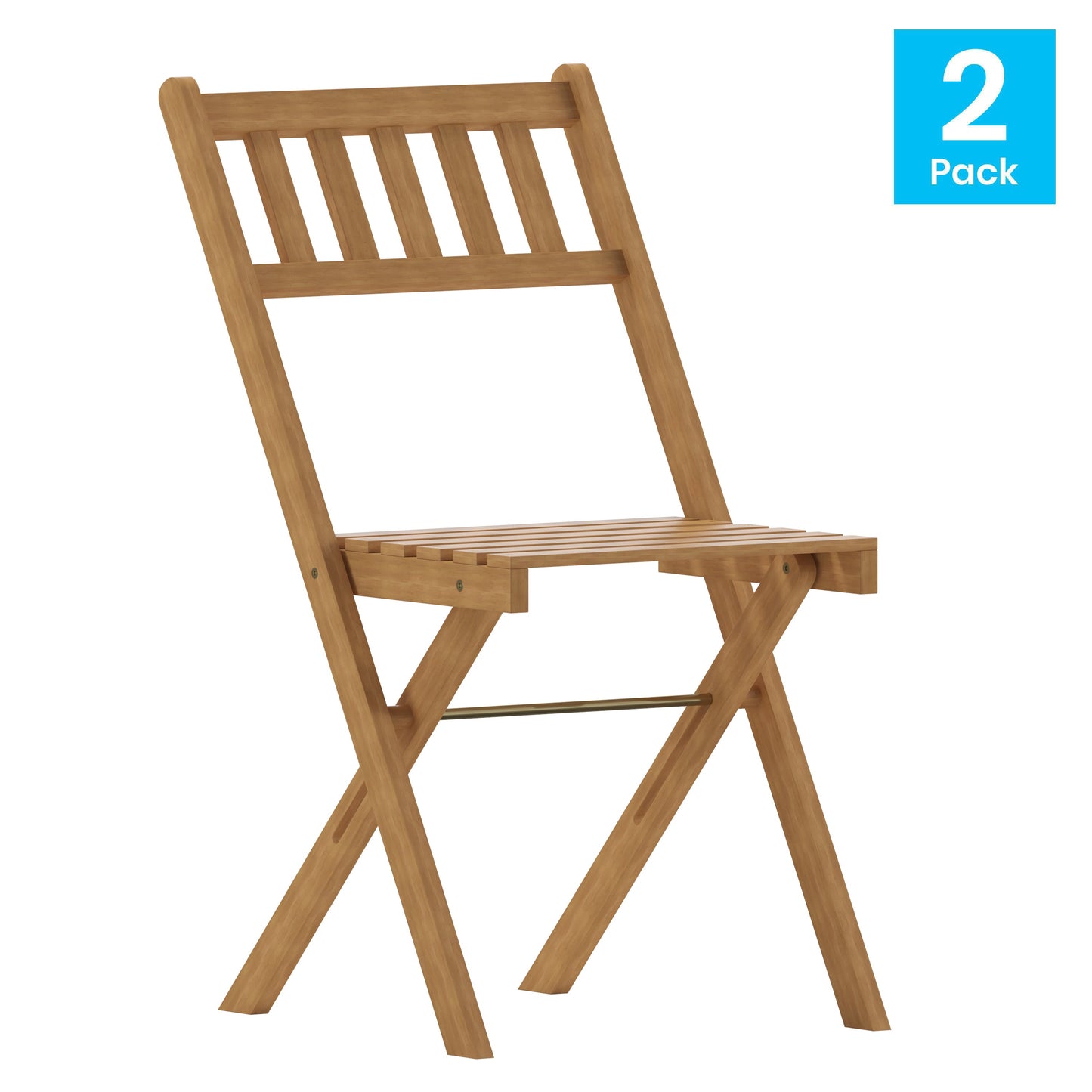 2PK Natural Acacia Wood Chairs THB-C1244-NAT-GG