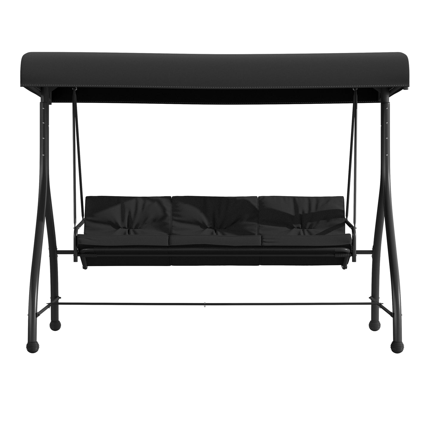 Black 3-Seater Patio Swing/Bed TLH-007-BK-GG