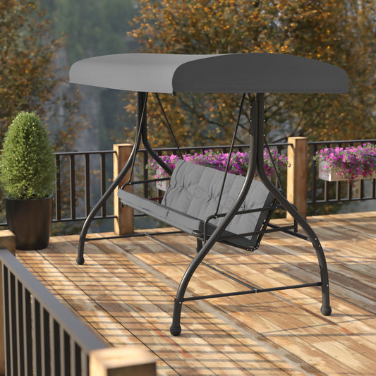 Gray 3-Seater Patio Swing TLH-007-GY-GG