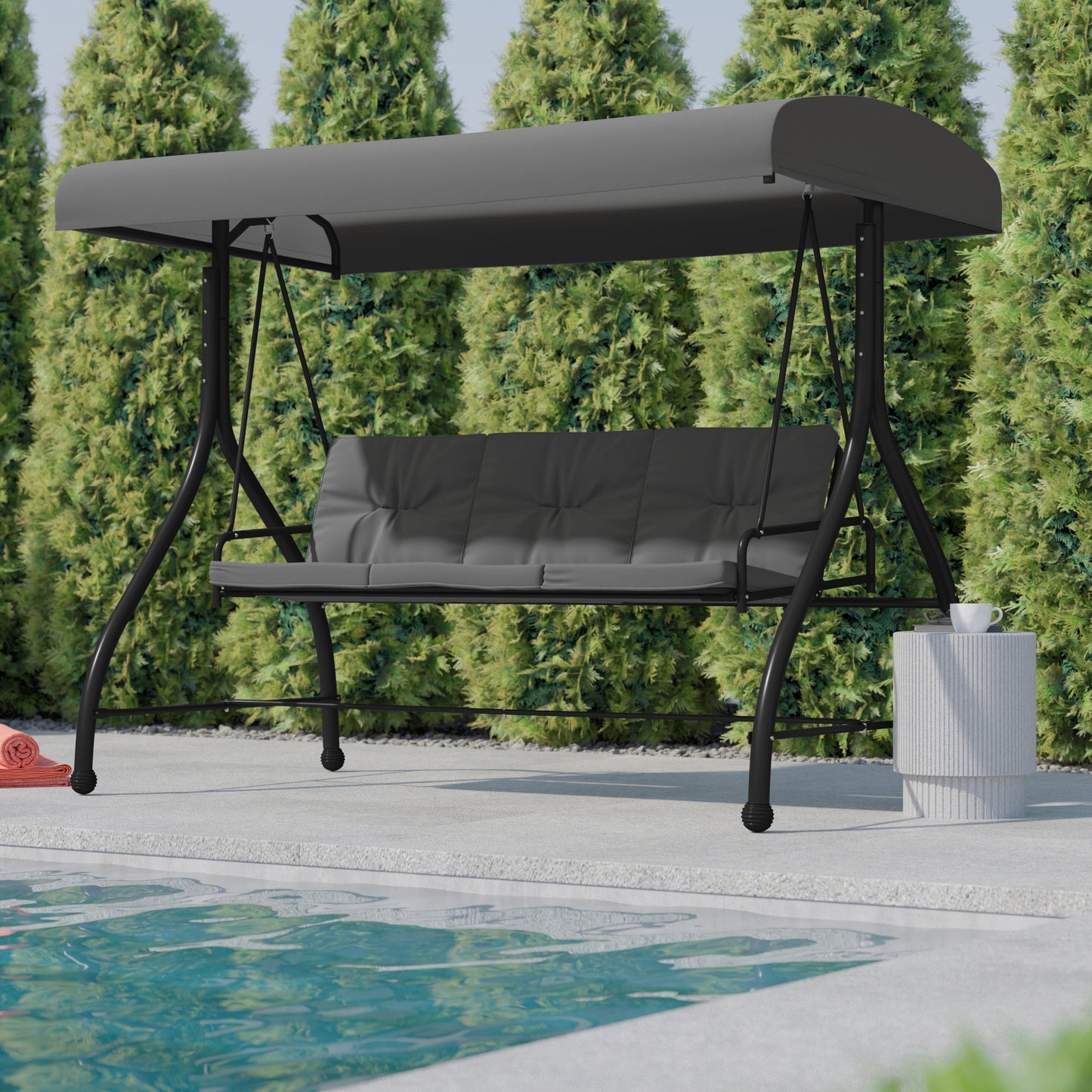 Gray 3-Seater Patio Swing TLH-007-GY-GG