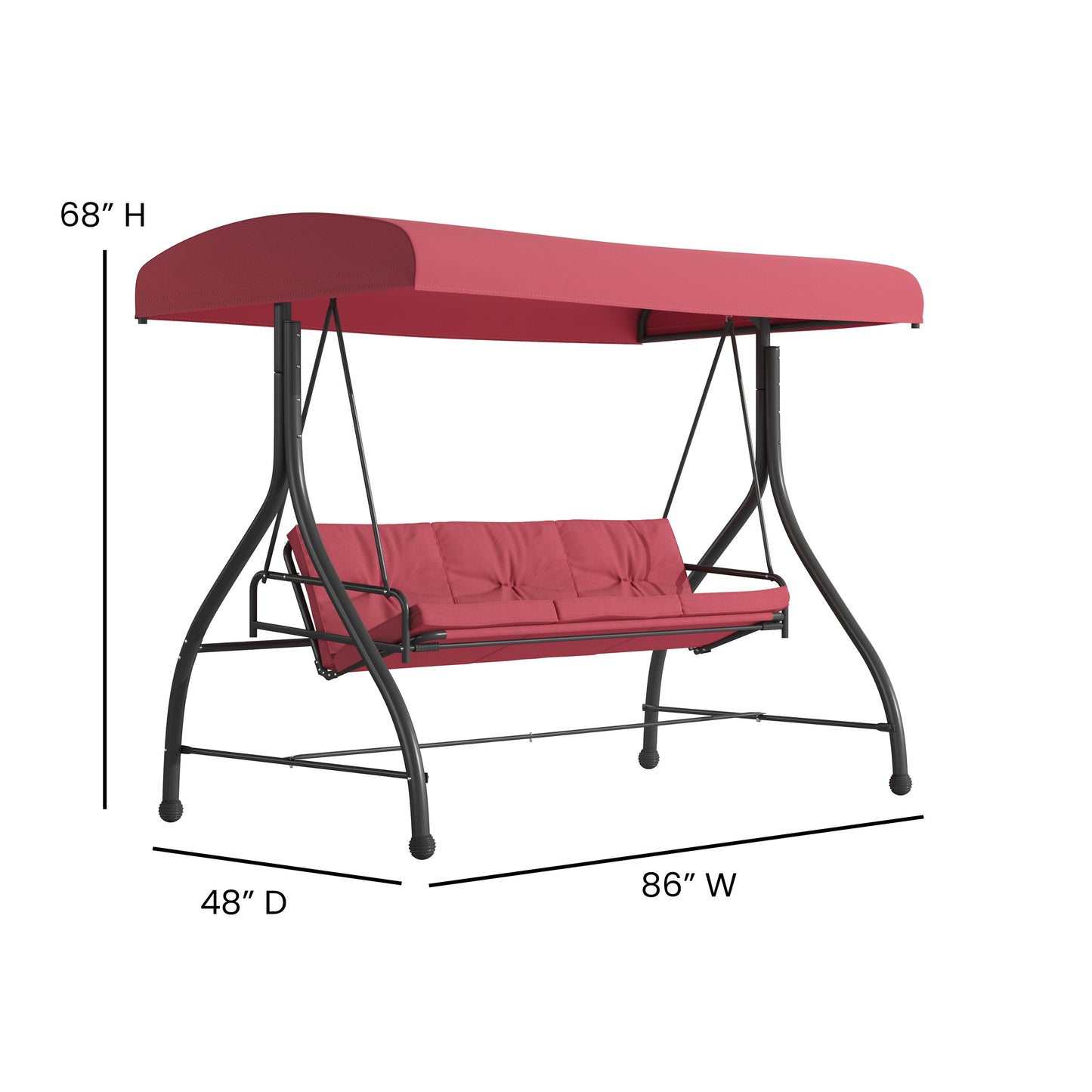 Maroon 3-Seater Patio Swing TLH-007-MRN-GG