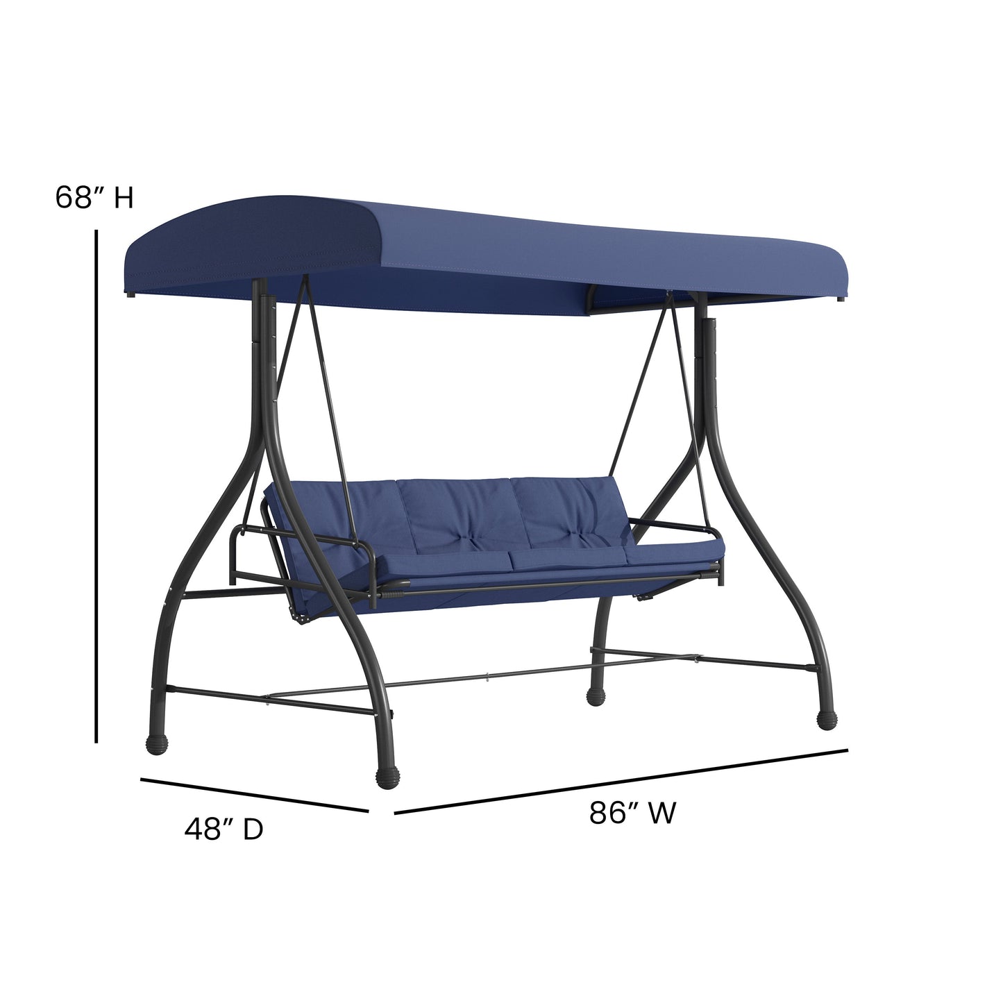 Navy 3-Seater Patio Swing TLH-007-NV-GG