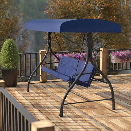 Navy 3-Seater Patio Swing TLH-007-NV-GG